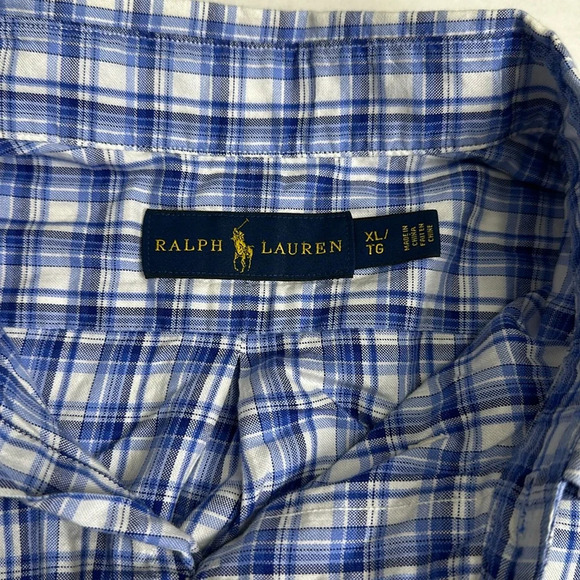 Ralph Lauren Men’s Size XLarge Blue White Button Down Long Sleeve Shirt Office - Picture 5 of 11